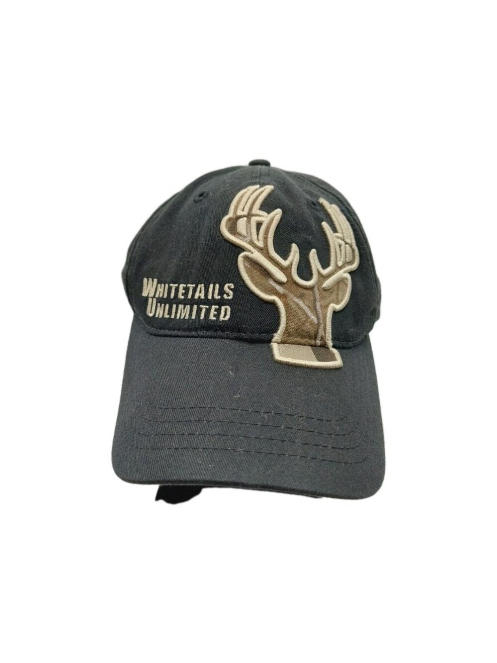 Whitetails Unlimited Adult Embroidered Black Hat Black Camo Snapback